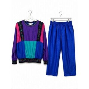 Vintage Saint Germain Paris 80s Colorblock 2 piece Windbreaker Style Track Suit